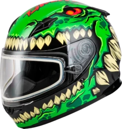 Gmax GM-49Y Youth Full Face Helmet Drax Graphic Green Electric Shield