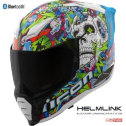 Icon Ultraflite Full Face Bluetooh Helmet Doodle 3 MIPS Blue