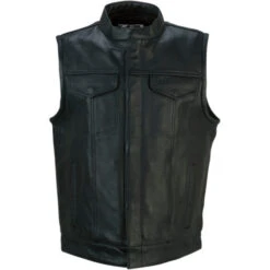 Z1R Men's Vindicator Leather Vest Black