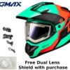 Gmax GM-11S Ronin Snow Helmet Aqua Coral Electric Shield And Dual Lens