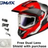 Gmax GM-11S Ronin Snow Helmet Black Red Electric Shield And Dual Lens 2 Gmax GM-11S Ronin Snow Helmet Black Red Electric Shield And Dual Lens -Helmet Country Shop 23b9 64dbred duallens