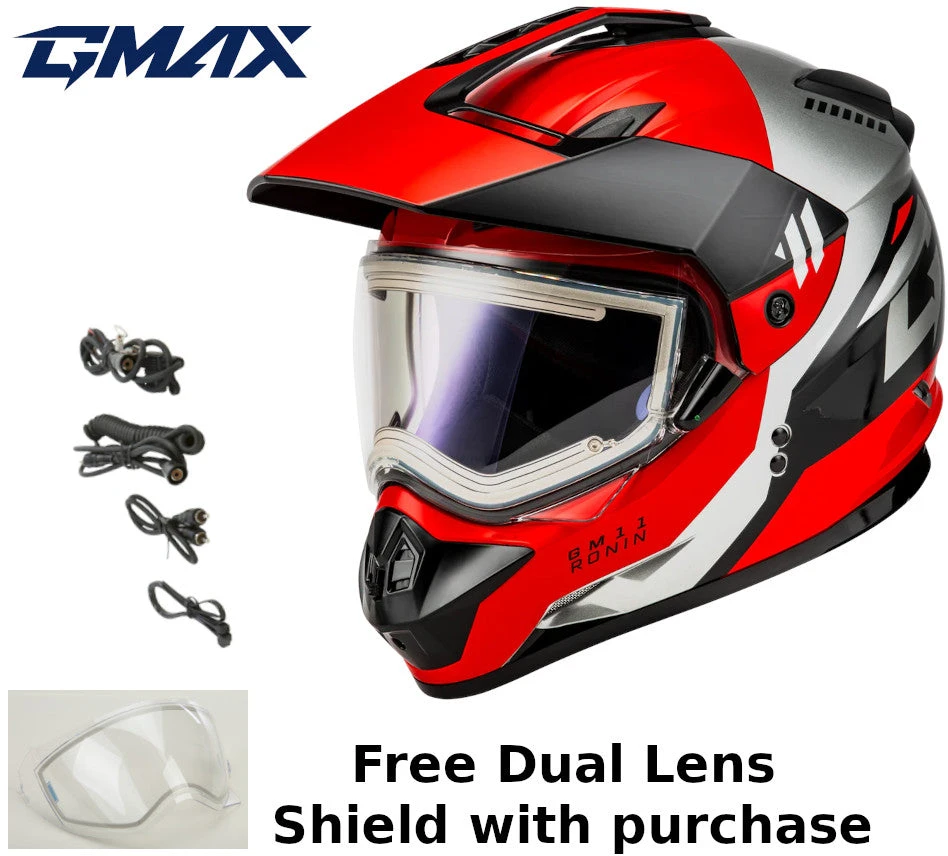 Gmax GM-11S Ronin Snow Helmet Black Red Electric Shield and Dual Lens Gmax GM-11S Ronin Snow Helmet Black Red Electric Shield And Dual Lens -Helmet Country Shop 23b9 64dbred duallens