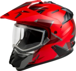 Gmax GM-11 Snow Helmet Ripcord Graphic Red Dual Lens Size Medium