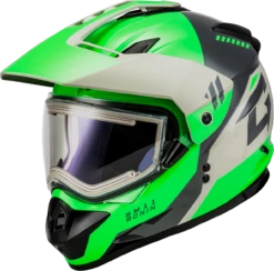 Gmax GM-11S Ronin Snow Helmet Green Grey Electric Shield
