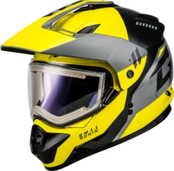 Gmax GM-11S Ronin Snow Helmet Yellow Grey Electric Shield And Cord
