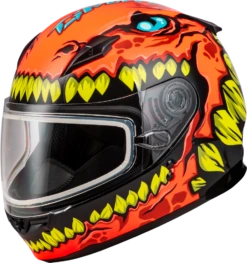 Gmax GM-49Y Youth Full Face Helmet Drax Graphic Orange Electric Shield