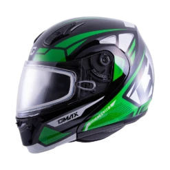 Gmax MD-04 Modular Snow Helmet Sector Green White Dual Lens