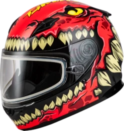 Gmax GM-49Y Youth Full Face Helmet Drax Graphic Red Electric Shield