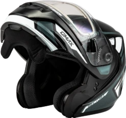 Gmax MD-04 Modular Snow Helmet Sector Gloss Black Silver Electric Shield