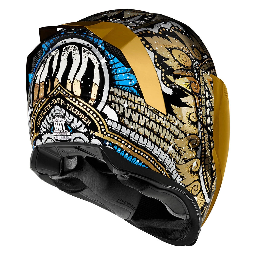 Icon Airflite Day Tripper Graphic Gold Bluetooth Full Face Helmet Icon Airflite Day Tripper Graphic Gold Bluetooth Full Face Helmet -Helmet Country Shop AirfliteDayTripperGoldBack 1