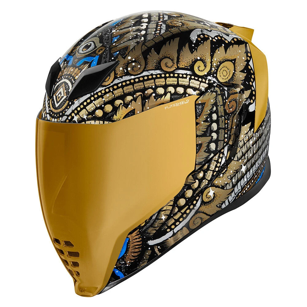 Icon Airflite Day Tripper Graphic Gold Bluetooth Full Face Helmet Icon Airflite Day Tripper Graphic Gold Bluetooth Full Face Helmet -Helmet Country Shop AirfliteDayTripperGoldFront 1