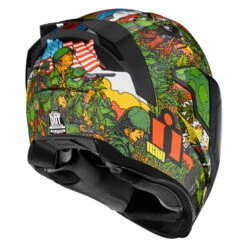 Icon Airflite Groundpounder Graphic Green Full Face Bluetooth Helmet -Helmet Country Shop AirfliteGroundpounderGreenBack