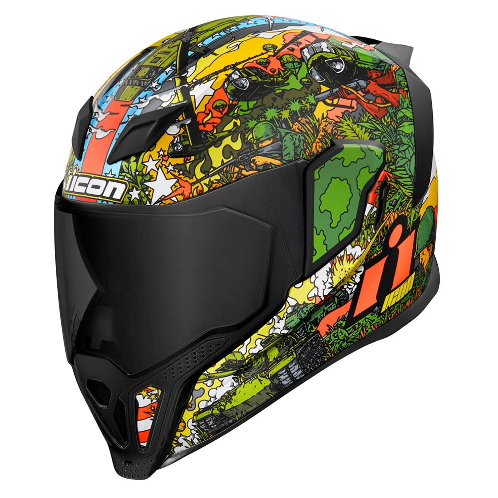 Icon Airflite Groundpounder Graphic Green Full Face Helmet Icon Airflite Groundpounder Graphic Green Full Face Helmet -Helmet Country Shop AirfliteGroundpounderGreenFront