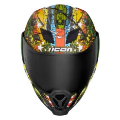 Icon Airflite Groundpounder Graphic Green Full Face Helmet 4 Icon Airflite Groundpounder Graphic Green Full Face Helmet -Helmet Country Shop AirfliteGroundpounderGreenFullFront 1