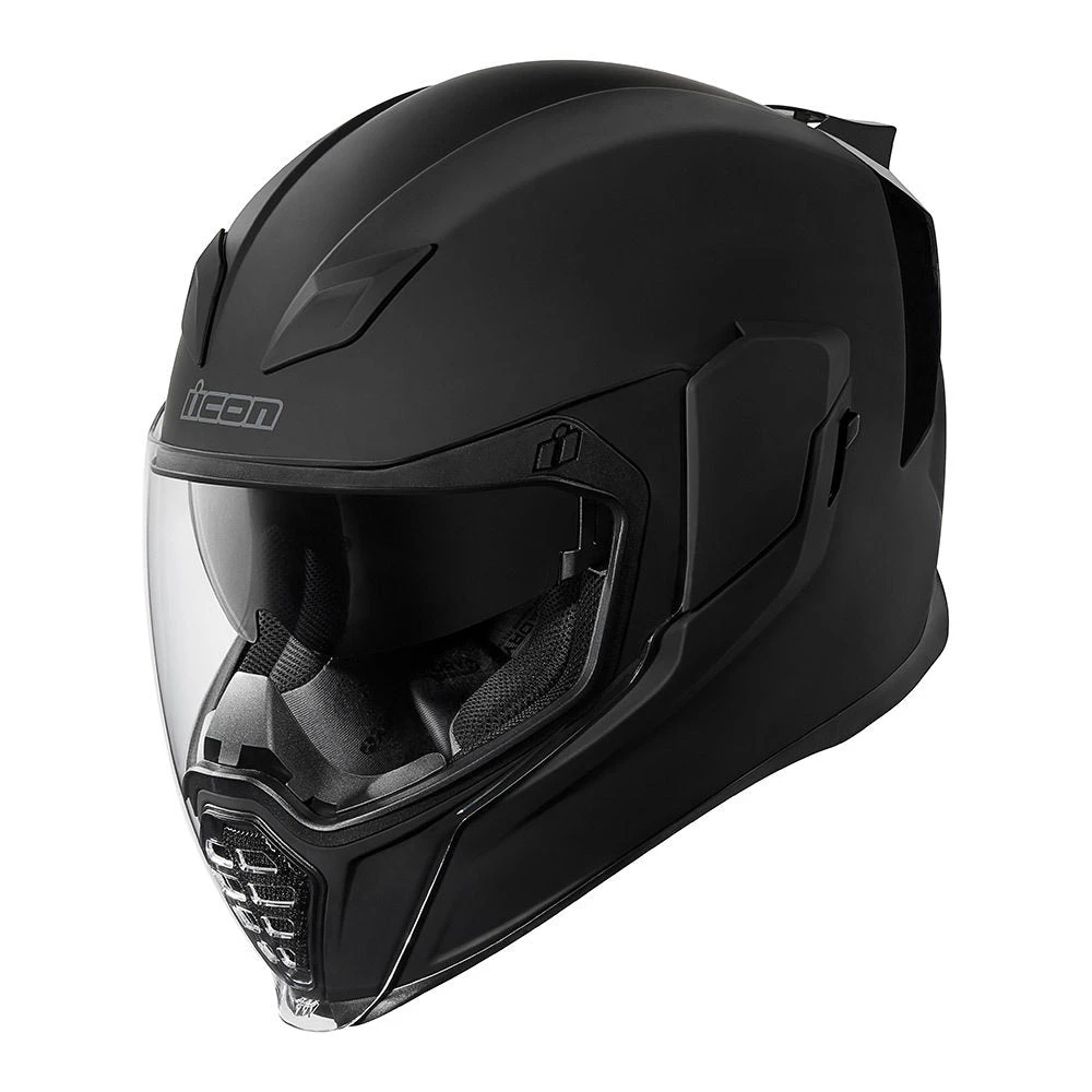 Icon Airflite Full Face Helmet Rubatone Light Smoke Shield Icon Airflite Full Face Helmet Rubatone Light Smoke Shield -Helmet Country Shop AirfliteRubatoneBlackFront 1