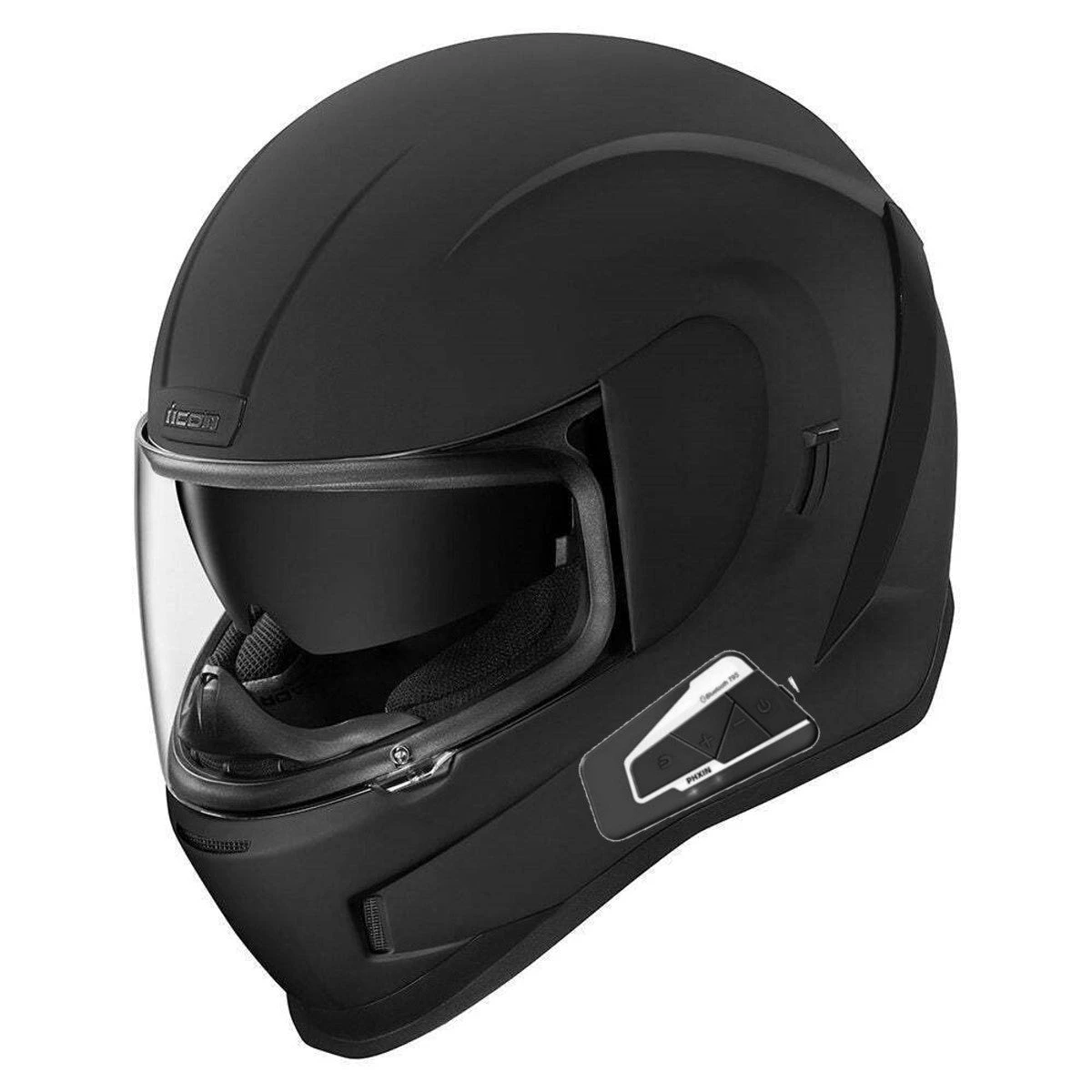 Icon Bluetooth Airform Full Face Helmet Rubatone Icon Bluetooth Airform Full Face Helmet Rubatone -Helmet Country Shop Airform Matte Black T9S Attached