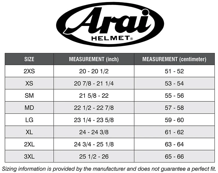 Arai Corsair X Full Face Helmet Gloss White Arai Corsair X Full Face Helmet Gloss White -Helmet Country Shop Aria CorsairX Sizing a6ed486b e84e 4b79 a63e a5923ef768ab