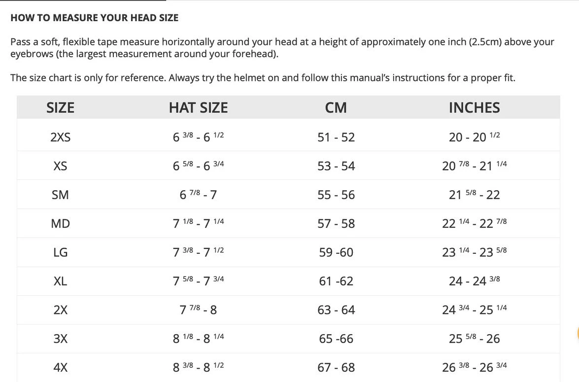 HJC i31 Open Face Bluetooth Helmet Matte Blue HJC I31 Open Face Bluetooth Helmet Matte Blue -Helmet Country Shop HJC Sizing Chart1 10