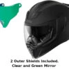 Icon Airflite Full Face Helmet Rubatone Green Mirror Shield -Helmet Country Shop IconAirflite 2Shields Green