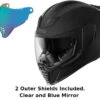 Icon Airflite Full Face Helmet Rubatone Blue Mirror Shield