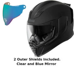 Icon Airflite Full Face Helmet Rubatone Blue Mirror Shield