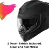 Icon Airflite Full Face Helmet Rubatone Red Mirror Shield