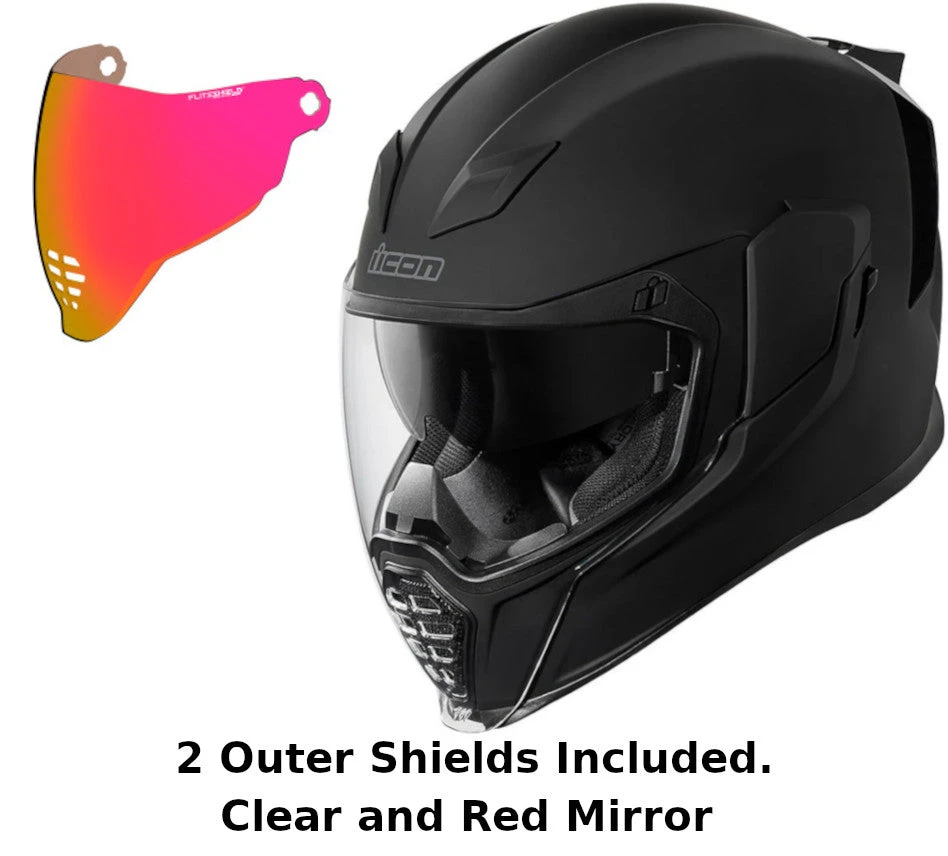 Icon Airflite Full Face Helmet Rubatone Red Mirror Shield Icon Airflite Full Face Helmet Rubatone Red Mirror Shield -Helmet Country Shop IconAirflite 2Shields red mirror