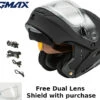 Gmax MD-01S Snow Helmet Matte Black Electric Shield And Dual Lens -Helmet Country Shop MD 01 MatteBlack withDual Lens Electric