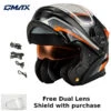 Gmax MD-01S Transistor Snow Helmet Orange Black Electric Shield And Dual Lens