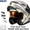 Gmax MD-01S Transistor Snow Helmet White Grey Black Electric Shield And Dual Lens 1 Gmax MD-01S Transistor Snow Helmet White Grey Black Electric Shield And Dual Lens -Helmet Country Shop MD 01 Transistor withDual Lens Electric White