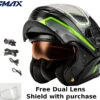 Gmax MD-01S Transistor Snow Helmet Green Black Electric Shield And Dual Lens -Helmet Country Shop MD 01 Transistor withDual Lens Electric Yellow
