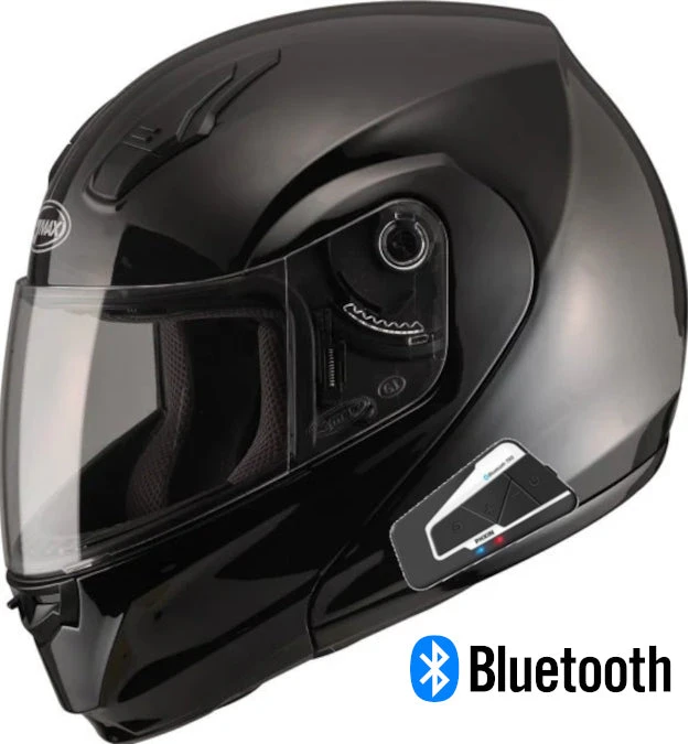 Gmax MD-04 Modular Bluetooth Helmet Black Gmax MD-04 Modular Bluetooth Helmet Black -Helmet Country Shop MD04 GlossBlack T9S Attached