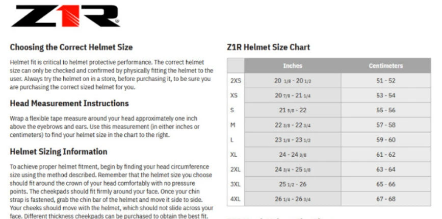 Z1R Dirt Maxx Vortex Off Road Helmet Red/White/Blue Z1R Dirt Maxx Vortex Off Road Helmet Red/White/Blue -Helmet Country Shop Z1r Sizing Chart