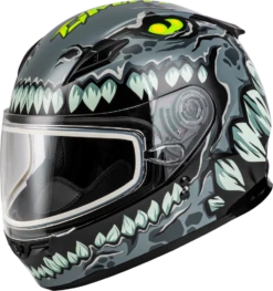 Gmax GM-49Y Youth Full Face Helmet Drax Graphic Grey Dual Lens