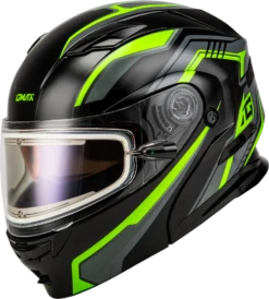 Gmax MD-01S Transistor Snow Helmet Green Black Electric Shield And Dual Lens -Helmet Country Shop a78f 64f0f75a8c9e3
