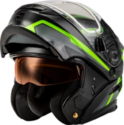 Gmax MD-01S Transistor Snow Helmet Green Black Electric Shield