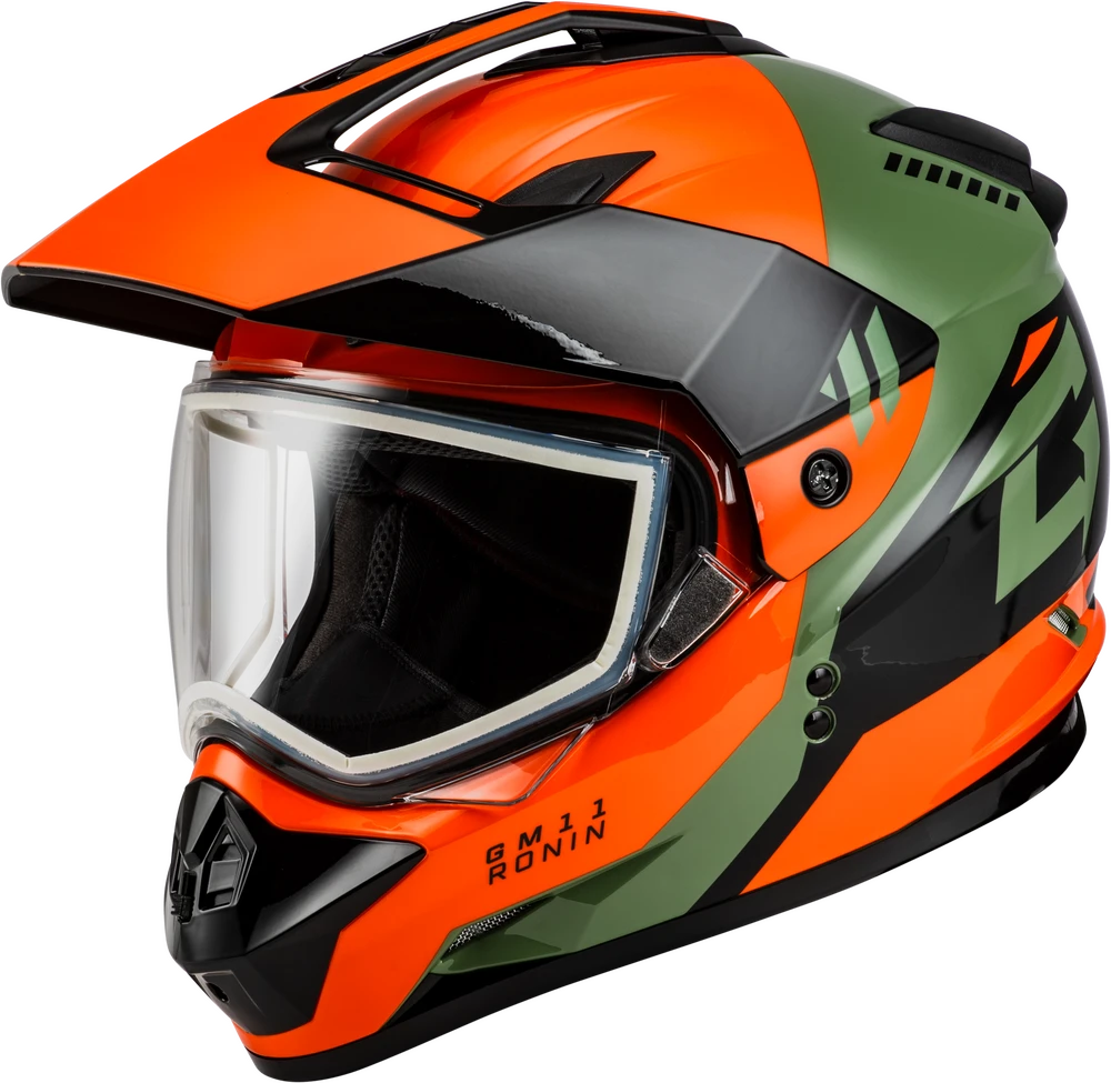 Gmax GM-11S Ronin Snow Helmet Orange Dual Lens