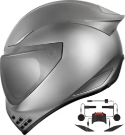 Icon Domain Full Face Bluetooth Helmet Cornelius Silver