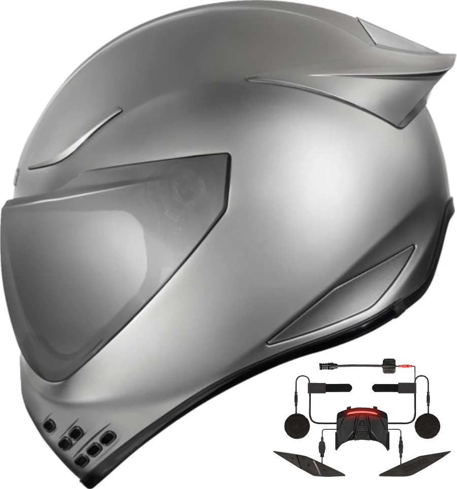 Icon Domain Full Face Bluetooth Helmet Cornelius Silver Icon Domain Full Face Bluetooth Helmet Cornelius Silver -Helmet Country Shop cornelius silver helm link