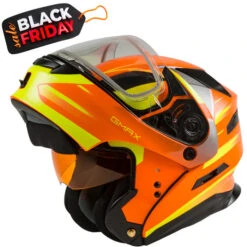 Gmax MD-01S Snow Helmet Descendant Neon Orange Dual Lens Size Large