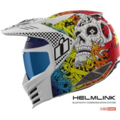Icon Elsinore Bluetooth Helmet Elsinore Helmet Doodle 3 White