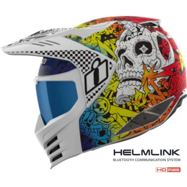 Icon Elsinore Bluetooth Helmet Elsinore Helmet Doodle 3 White Icon Elsinore Bluetooth Helmet Elsinore Helmet Doodle 3 White -Helmet Country Shop doodle3withbluetooth