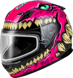 Gmax GM-49Y Youth Full Face Helmet Drax Graphic Pink Electric Shield
