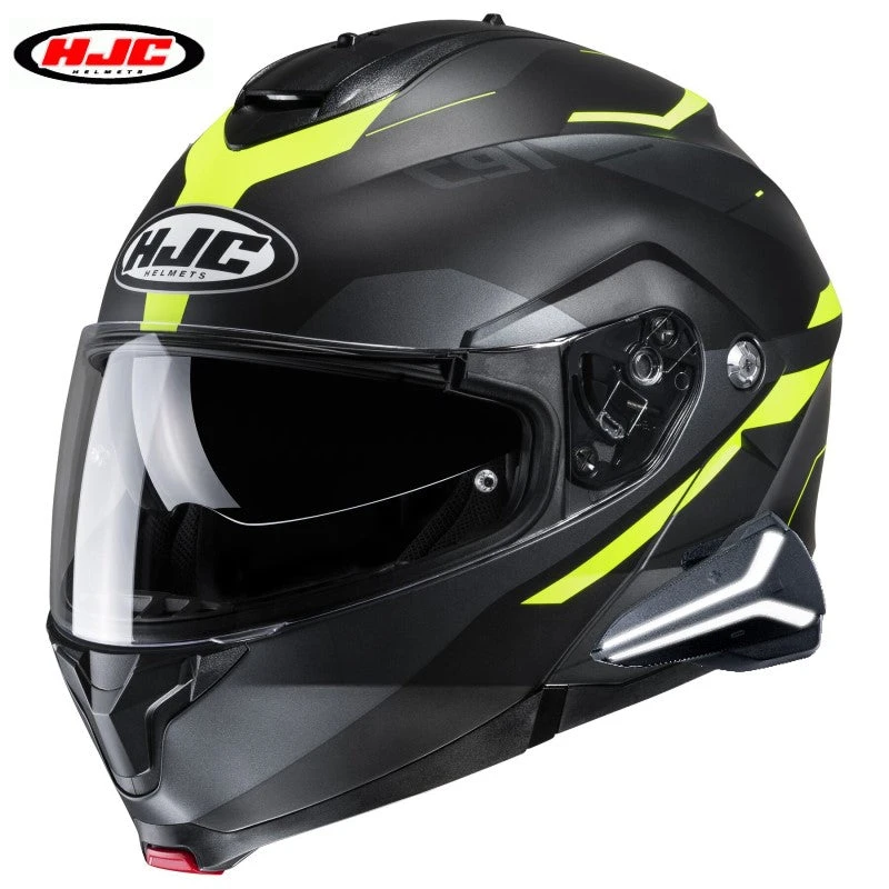 HJC C91 Helmet Sena Smart 20B Bluetooth Karan Graphic MC-3HSF Hi Vis HJC C91 Helmet Sena Smart 20B Bluetooth Karan Graphic MC-3HSF Hi Vis -Helmet Country Shop hjcc91 karan helmet hiviz 20binstalled
