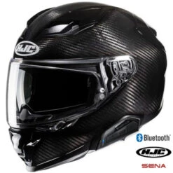 HJC F71 Full Face BLuetooth Helmet Carbon 11b Installed