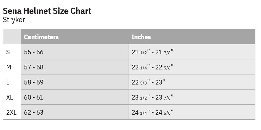 Sena Stryker Full Face Helmet Matte Black Sena Stryker Full Face Helmet Matte Black -Helmet Country Shop stryker sizing chart 1024x1024 212544e9 b509 4b93 9e84 8994ba34d133