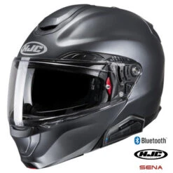 HJC RPHA 91S Bluetooth Helmet Semi Flat Titanium 11b Installed